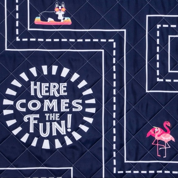 NWT sun squad printed picnic blanket race car theme 2-4 people 72”x60” - Picture 2 of 3